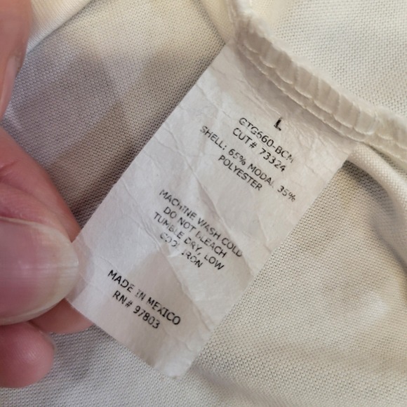 Green Envelope Los Angeles Cream Modal Blend Puff Sleeve Peasant Blouse Large - Picture 5 of 7